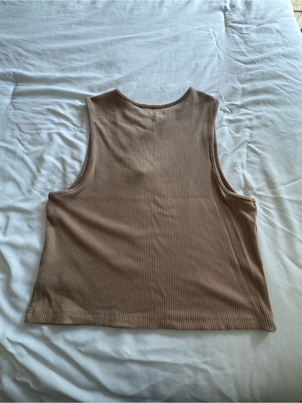 American Eagle Asymmetric Cutout Ribbed Tank Top - Tan - Picture 2 of 4